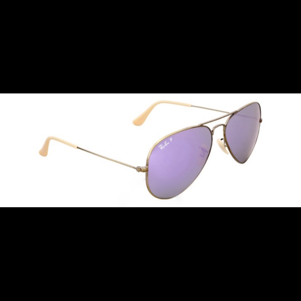 Ray Ban Aviator Polarized Lilac Flash Sunglasses - Picture 2 of 12